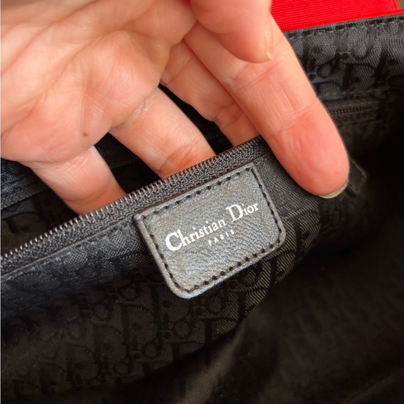 Vintage Rare CHRISTIAN DIOR Rouge Red Black Fabric Hardcore Shoulder Bag - Picture 12 of 16